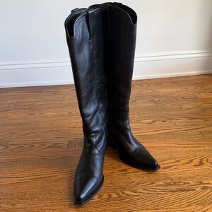 Anine Bing Black LeatherTall Tania Boots -Size 38
